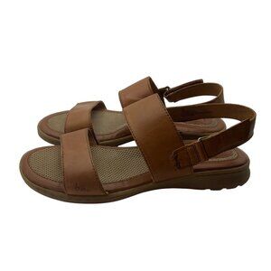 B.O.C Womens 9 Leather Sandals Adjustable Cushioned Tan Brown Leah